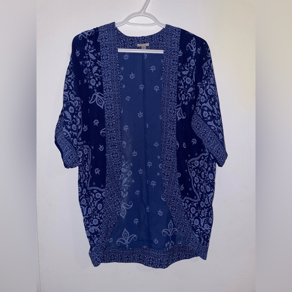 Ecote Urban Outfitters Blue Ornate Pattern Duster Cover Up